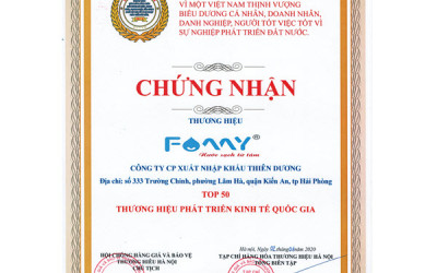 Famy Việt Nam vào Top 50 thương hiệu phát triển kinh tế quốc gia 2020